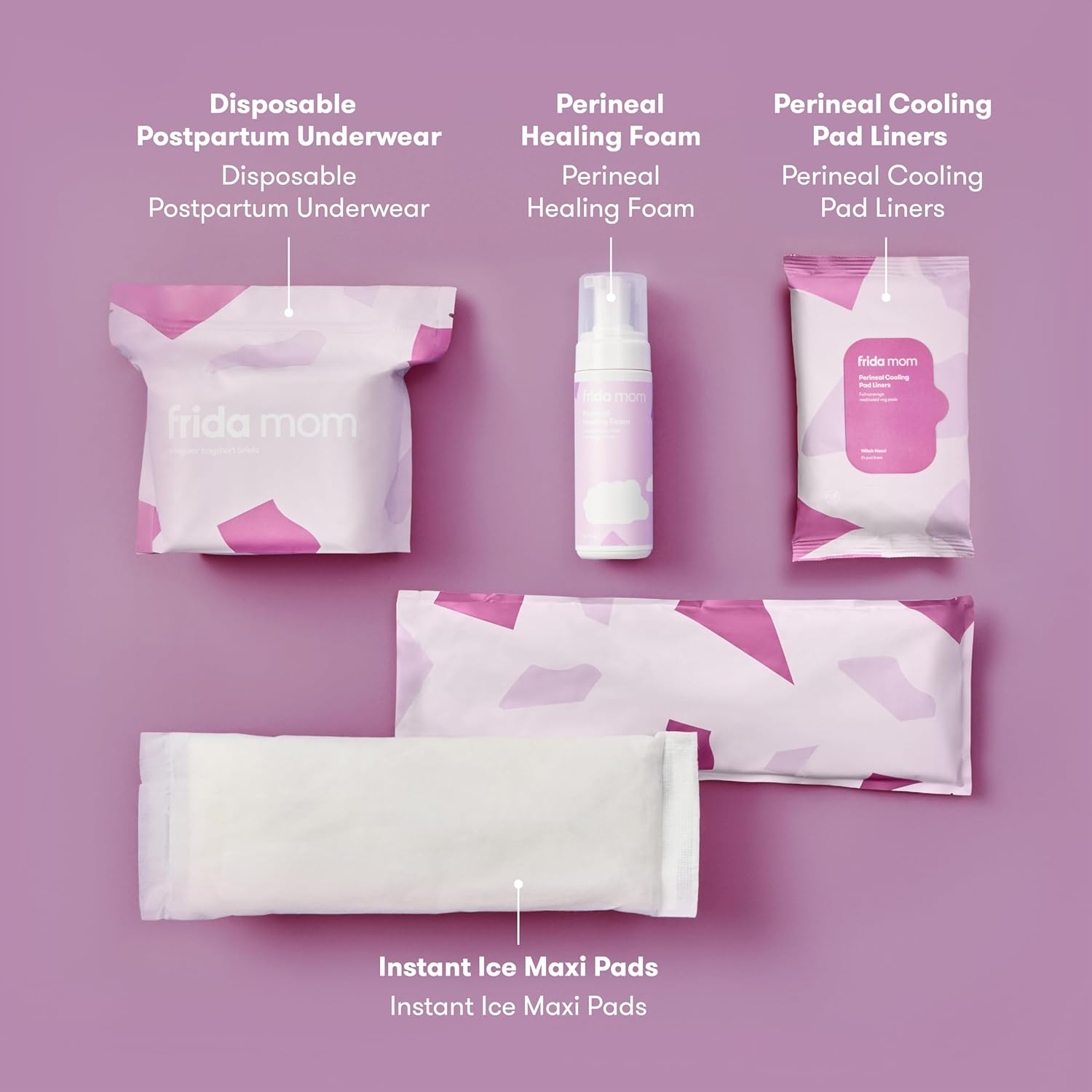 Postpartum Recovery Essentials Kit, New Mom Gifts, Cooling Pad Liners, Ice Maxi Pads, Disposable Underwear, Perineal Healing Foam (11Pc Set)