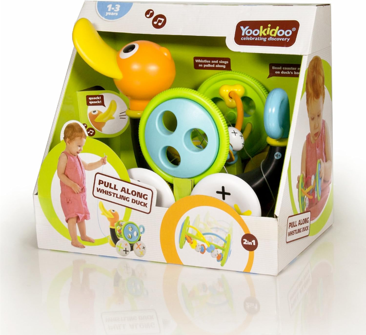 Push Pull along Toy for Baby, Duck Whistles as Toddlers Pull It with Bead Coaster Developmental Toys for Ages 1-3 Years