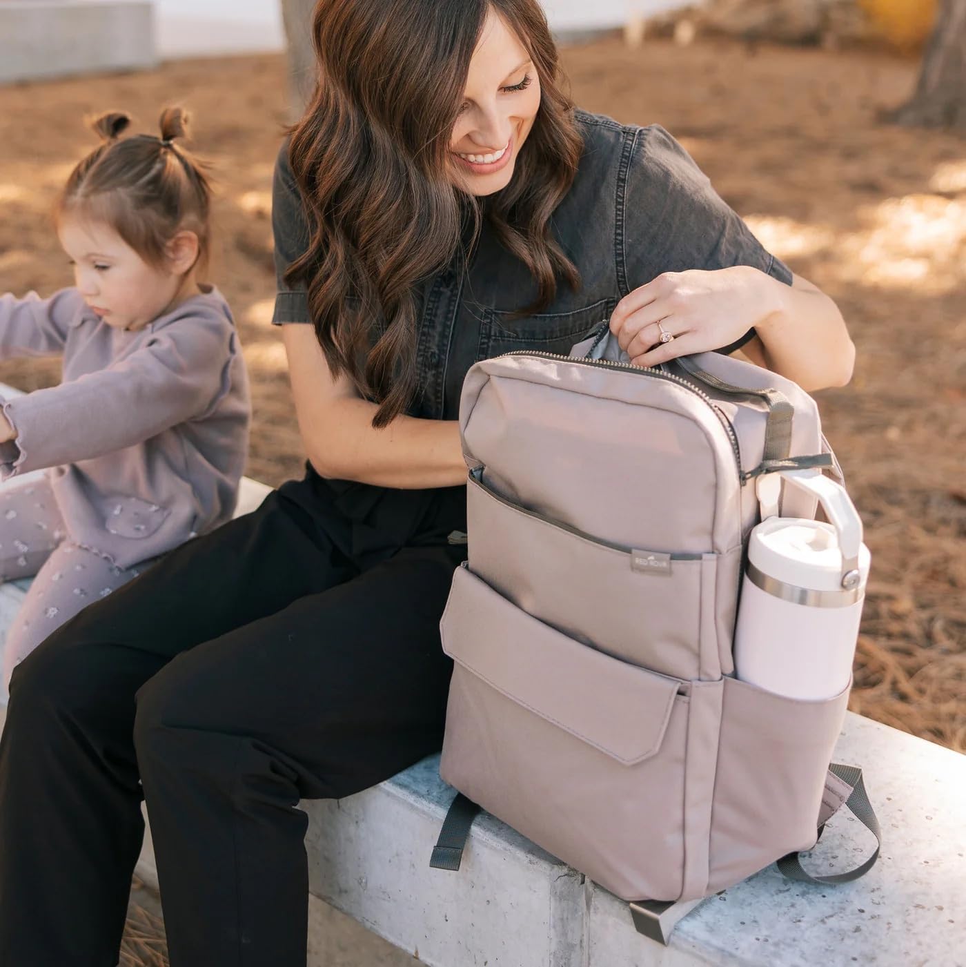 Roo Lightweight 1 LB Diaper Bag Backpack | 11 Organizational Pockets| Durable & Water-Resistant (Truffle)