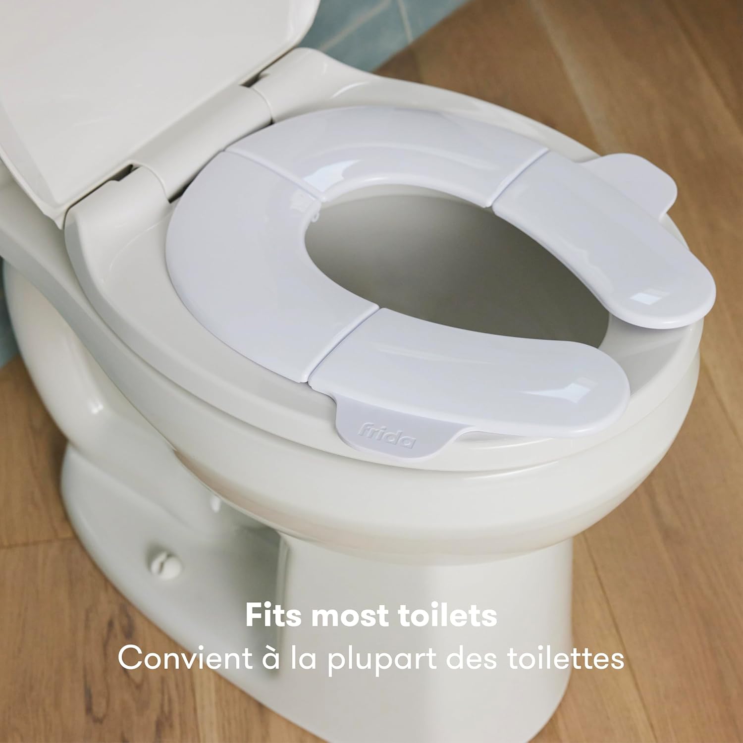 Fold-And-Go Potty Seat for Toilet, Foldable Travel Potty Seat for Toddler, Fits round & Oval Toilets, Non-Slip Base, Handles, Includes Free Travel Bag