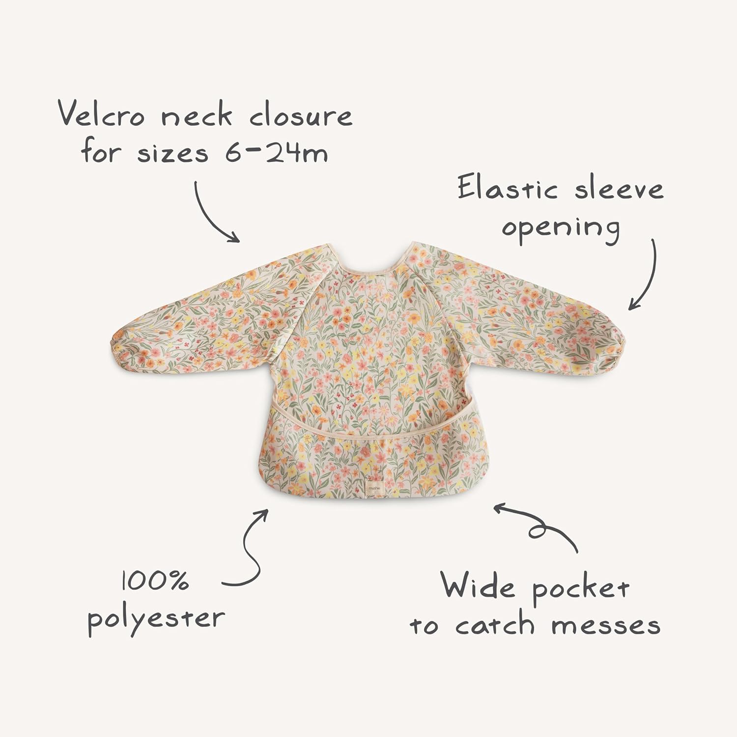Long Sleeve Baby Bib | Mess Free & Waterproof Fabric for Toddlers | Adjustable Fit for Ages 6-24 Months