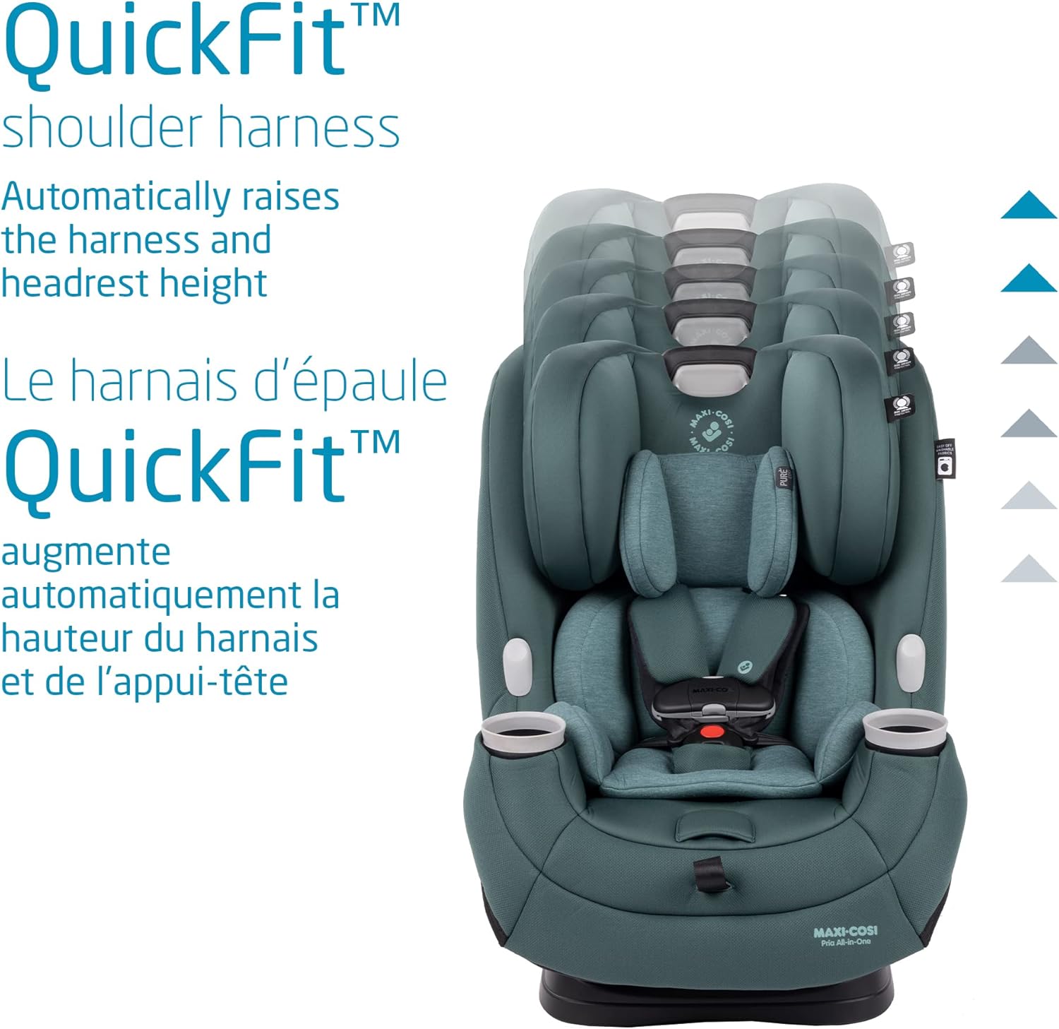 Pria All-In-One Car Seat, 3In1, Convertible from Infant to Toddler, Rear and Forward Facing, Booster Mode, Washable Seat Cover, Essential Green