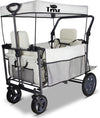 Folding Outdoor Collapsible Wagon with Quick-Release Wheels and 2 Seats, Heavy Duty Wagon 265LBS Load Capacity for Camping Garden Shopping (Beige)
