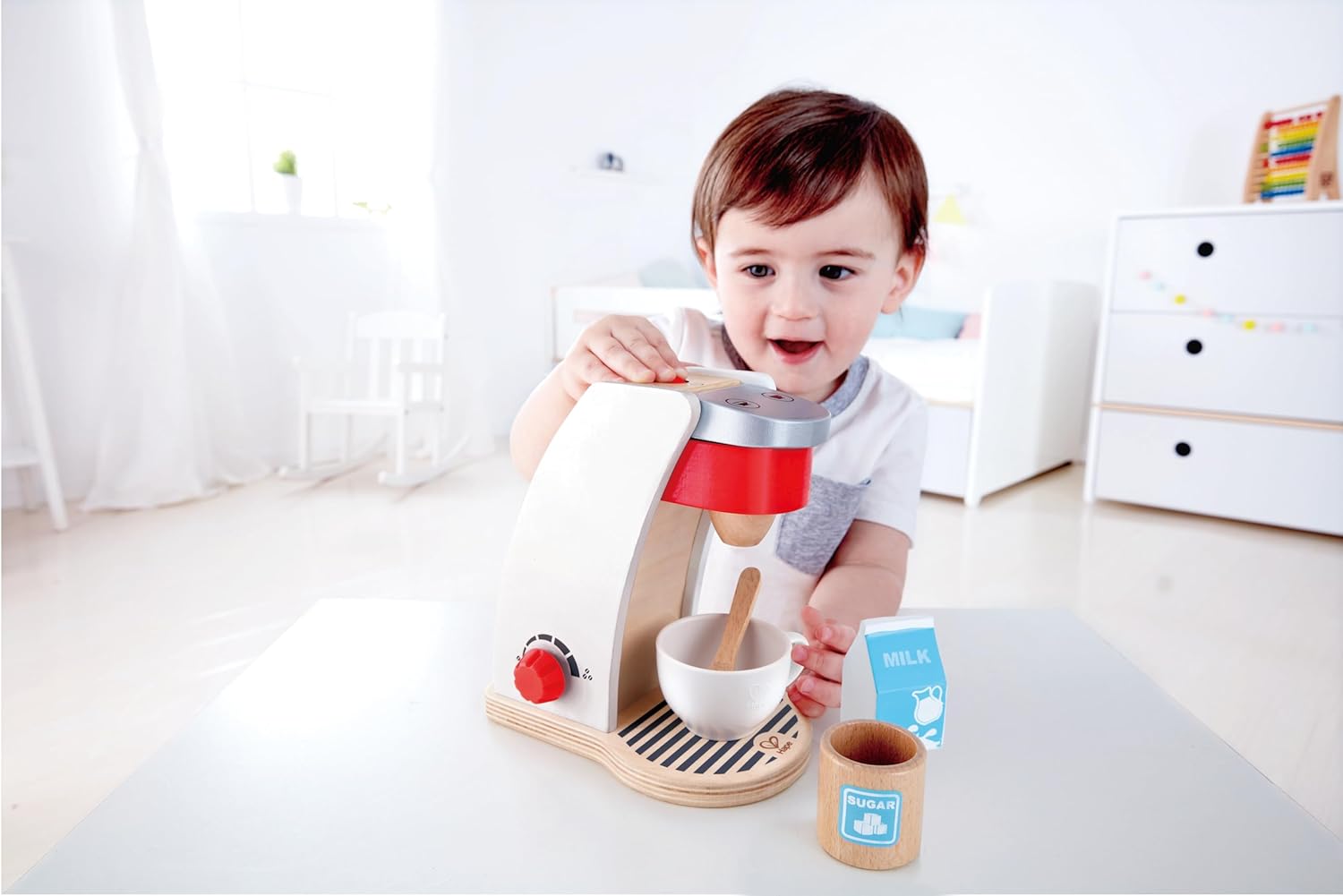International International My Coffee Machine Wooden Play Kitchen Set with Accessories (White)