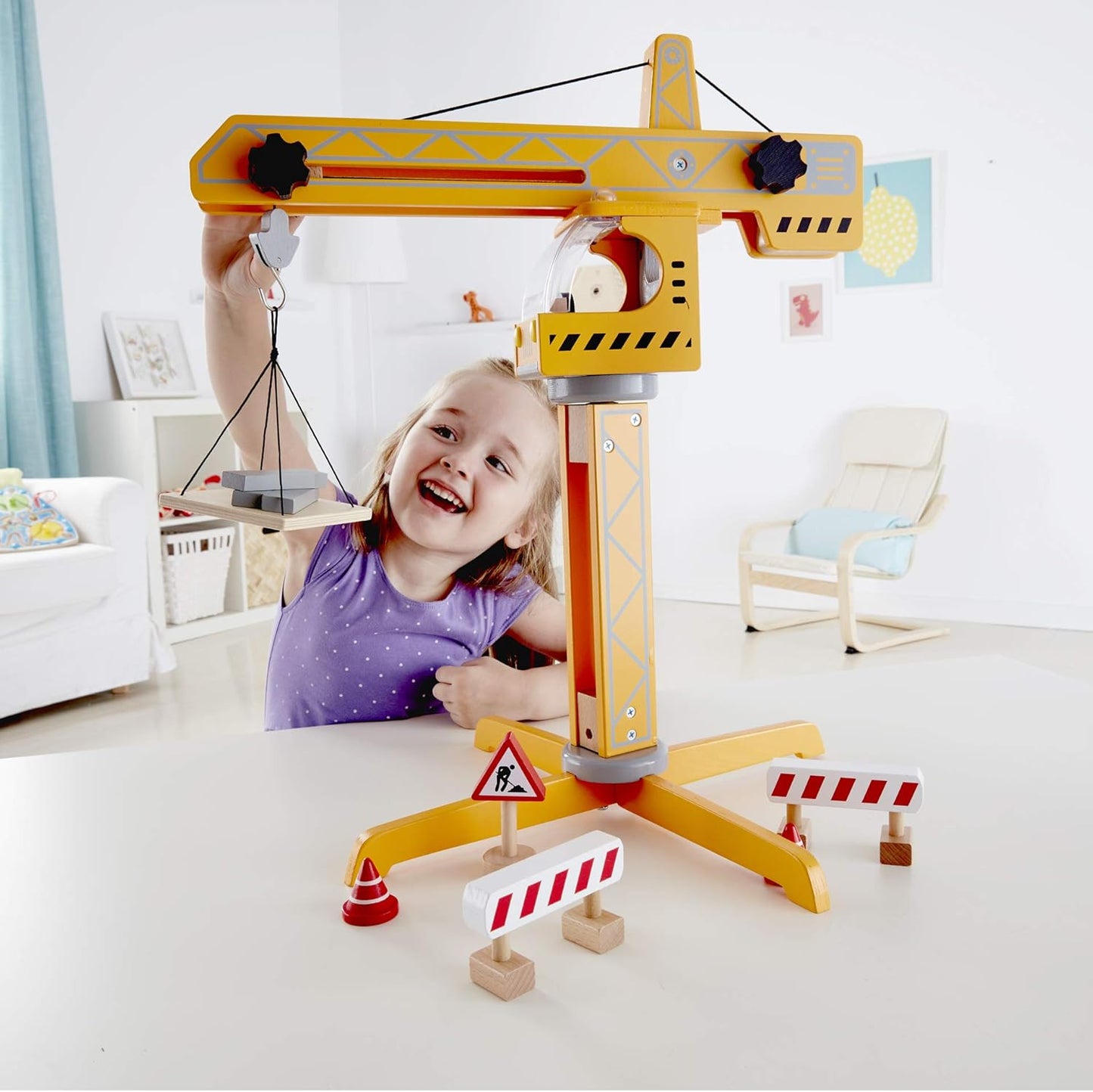 Crane Lift Kid'S Wooden Construction Toys Set