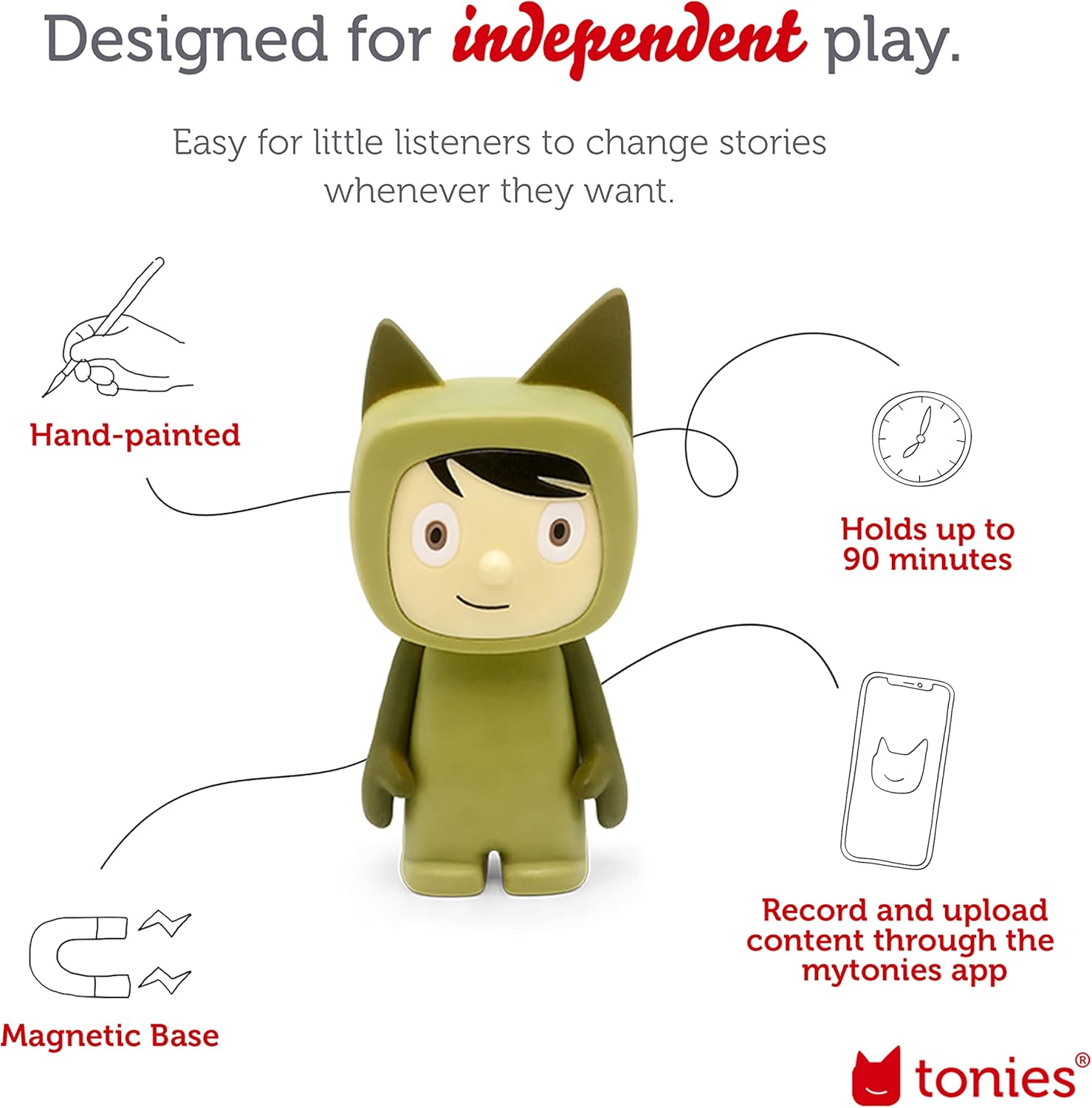 Creative Audio Character - Record and Upload up to 90 Minutes of Your Own Stories and Songs - Green/Light