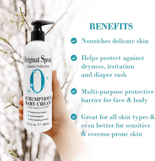Natural Family Collection Scrumptious Baby Cream with Pure Soothing Moisture (For Babies & Up), 12 Ounces