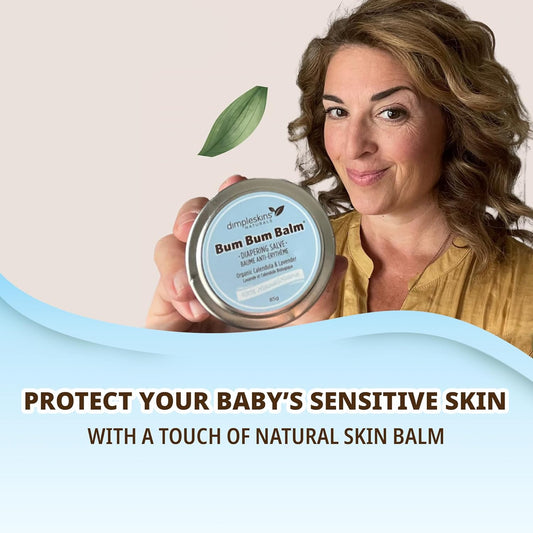 Dimpleskins All-Natural Baby Skin Cream | Bum Bum Balm (85 G) Zinc-Free | Soothe Bottom with Beeswax and Calendula, Jojoba Oil | Nourishing