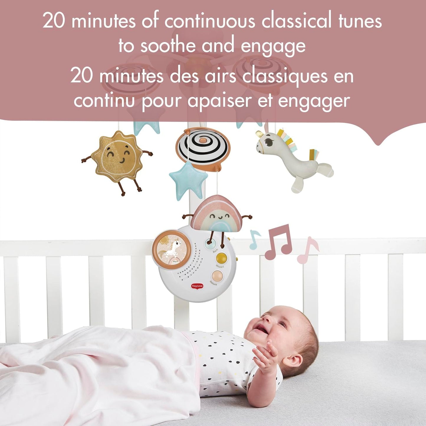 Unicorn Wonderlands Classic Mobile – Baby Mobile with 20 Minutes of Music, Calming Nightlight, Removable Music Box, Plush Dolls for Newborns & Toddlers (0+ Months)