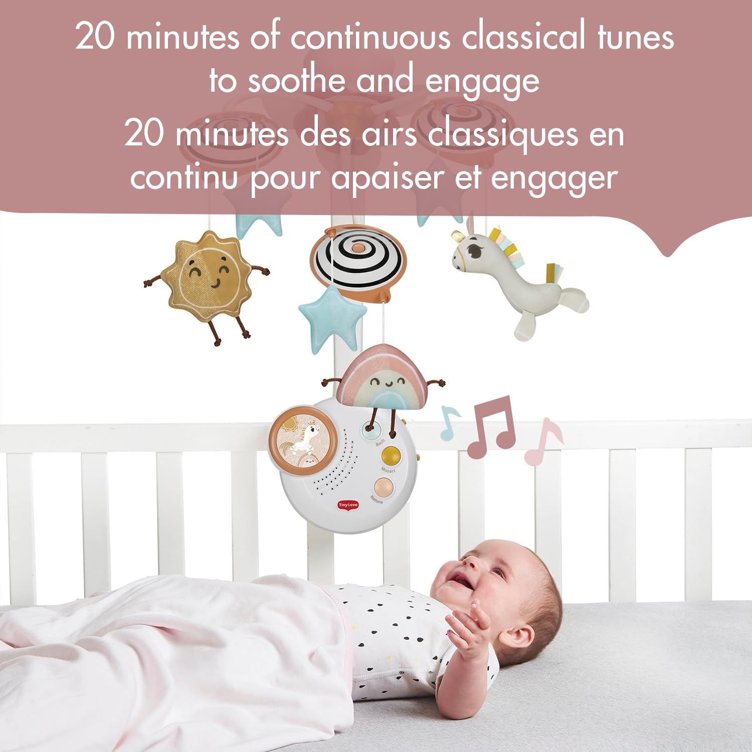 Unicorn Wonderlands Classic Mobile – Baby Mobile with 20 Minutes of Music, Calming Nightlight, Removable Music Box, Plush Dolls for Newborns & Toddlers (0+ Months)