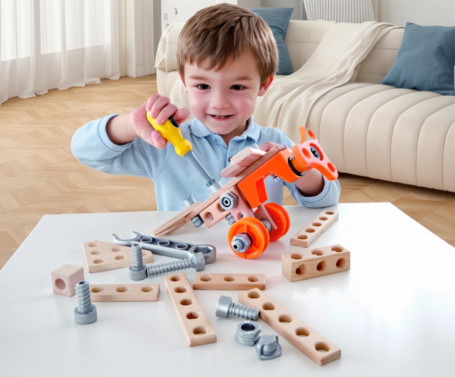 Junior Inventor Experiment Starter Kit | 42 Piece Construction Building Toys, STEAM Science Kit for Kids 4 Years and Up