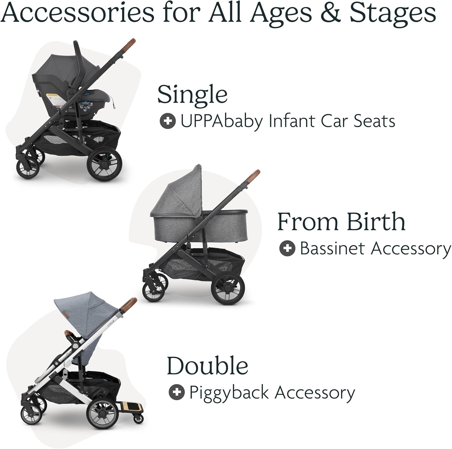 CRUZ V2 Stroller - ANTHONY (White and Grey Chenille with Carbon Chassis)
