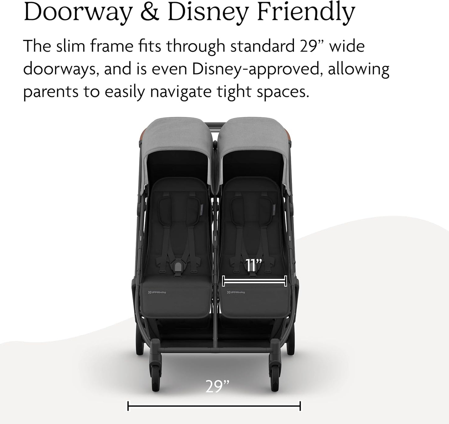 Minu Duo Side-By-Side Double Stroller - Lightweight + Compact Design for Travel - Easy Fold- from Birth to Toddler - Independent Recline -Greyson(Charcoal Mélange/Carbon Frame/Saddle Leather)