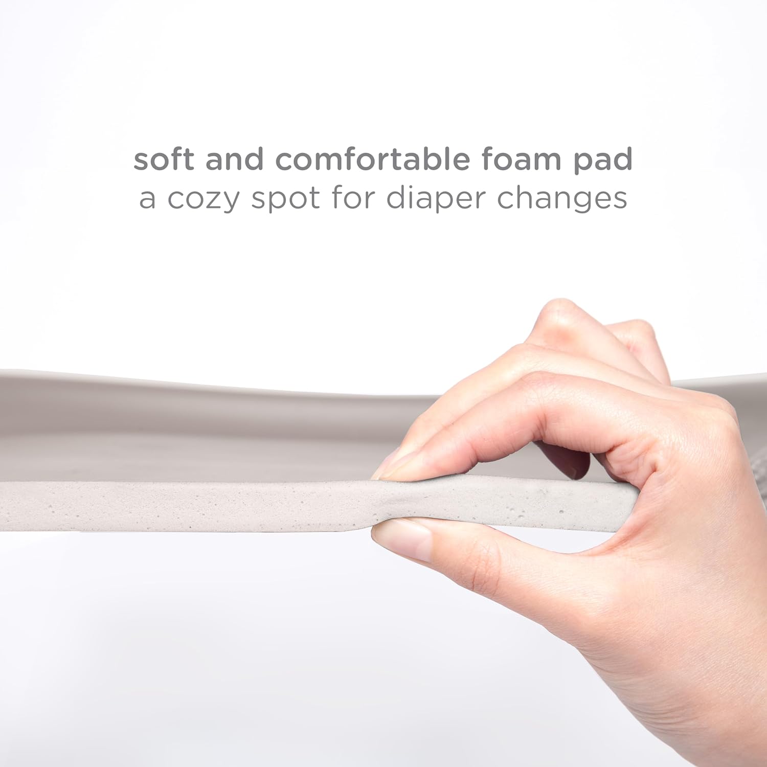 Baby Changing Pad, Easy to Clean with Detachable Base, Lightweight, Waterproof Foam, Includes Safety Strap and Non-Skid Feet, Taupe