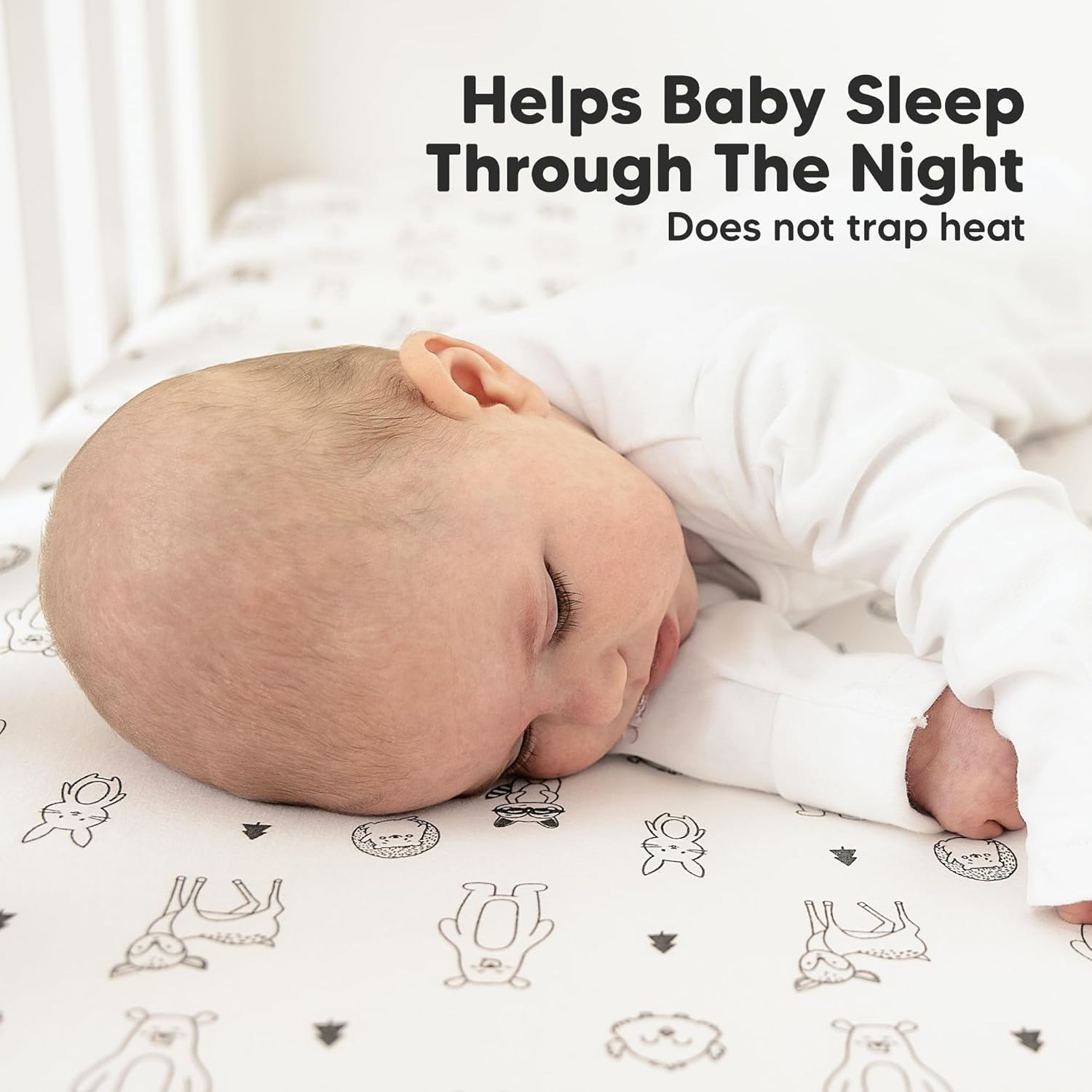 2-Pack Organic Crib Sheets for Boys, Girls - Fitted Crib Mattress Sheet Neutral, Breathable Jersey Cotton Cover for Baby Bed, Toddler Mattress, Soft & Cute Prints (Woodland)