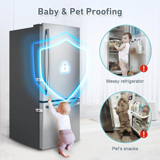6 Pack Child Proof Refrigerator Locks, Fridge Locks for Kids Safety, Freezer Door Latches with Strong 3M Adhesives for Toddlers and Baby, Ideal for Upright Freezer, Ovens, Cabinets Door