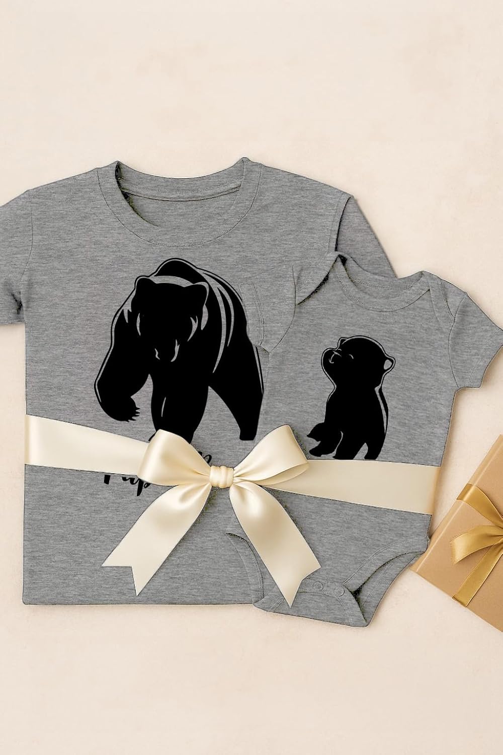 Papa & Baby Bear Dad and Son Daughter Matching Shirts Fathers Day New Dads Gift Father and Infant Shirt Set Dad Gray Large/Baby Gray 6M (3-6M)
