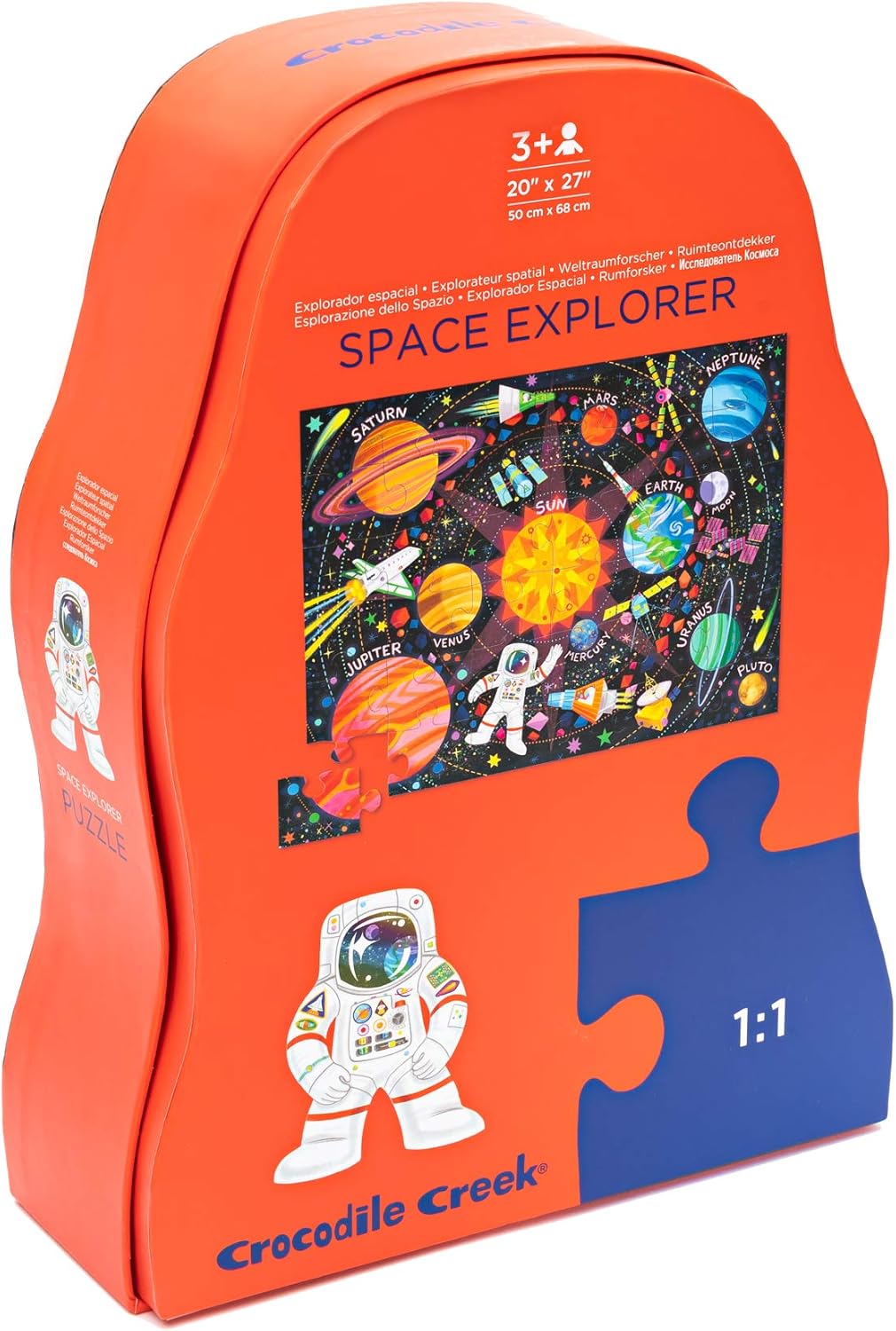 36-Piece Jigsaw Floor Puzzle - Fun Floor Puzzles for Kids Ages 3-5 - Heavy-Duty Shaped Box for Storage - Space Explorer - 27" W X 20" H Finished