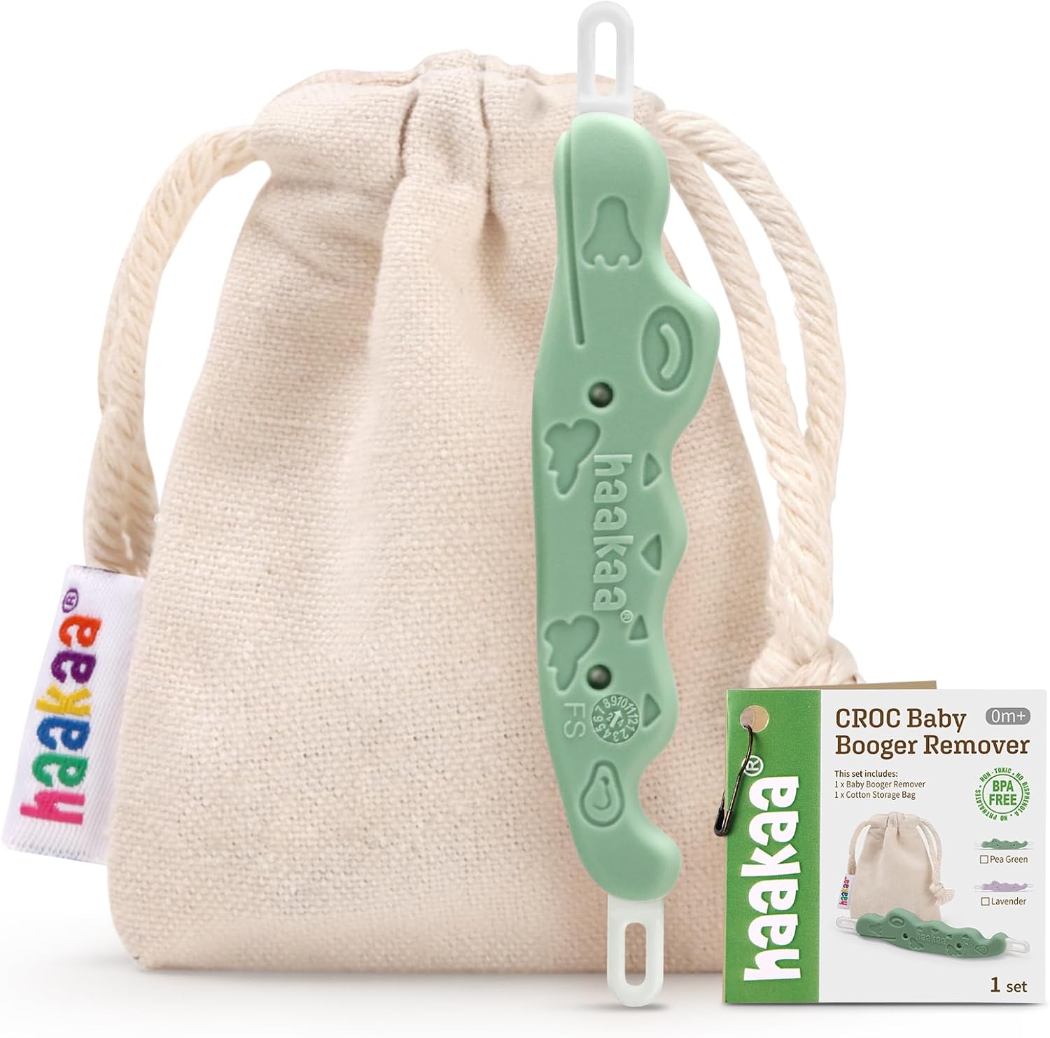 Baby Nose Cleaner & Ear Wax Removal Tool,The Unique Crocodile-Shaped Design,Baby Essentials-Pea Green