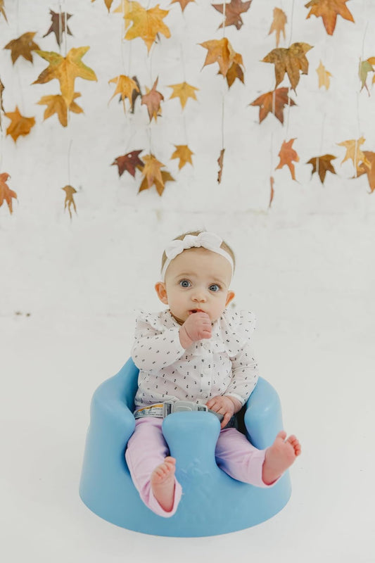 Baby Floor Seat, Portable Infant Sit up Activity and Eating Chair Baby Infant Soft Foam Comfortable Floor Seat with 3 Point Adjustable Harness, Powder Blue