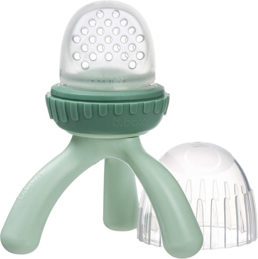 Silicone Fresh Food Feeder | Tripod Design Easy for Baby to Hold | Perfect for Fresh or Frozen Foods | Cap Included for on the Go| from 4M+ (Sage)