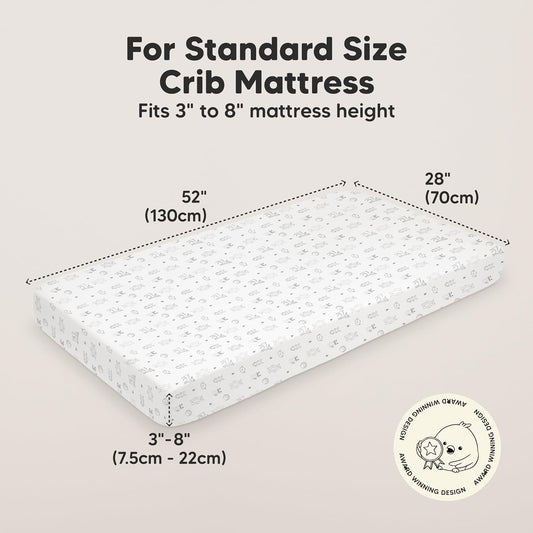 2-Pack Organic Crib Sheets for Boys, Girls - Fitted Crib Mattress Sheet Neutral, Breathable Jersey Cotton Cover for Baby Bed, Toddler Mattress, Soft & Cute Prints (Woodland)