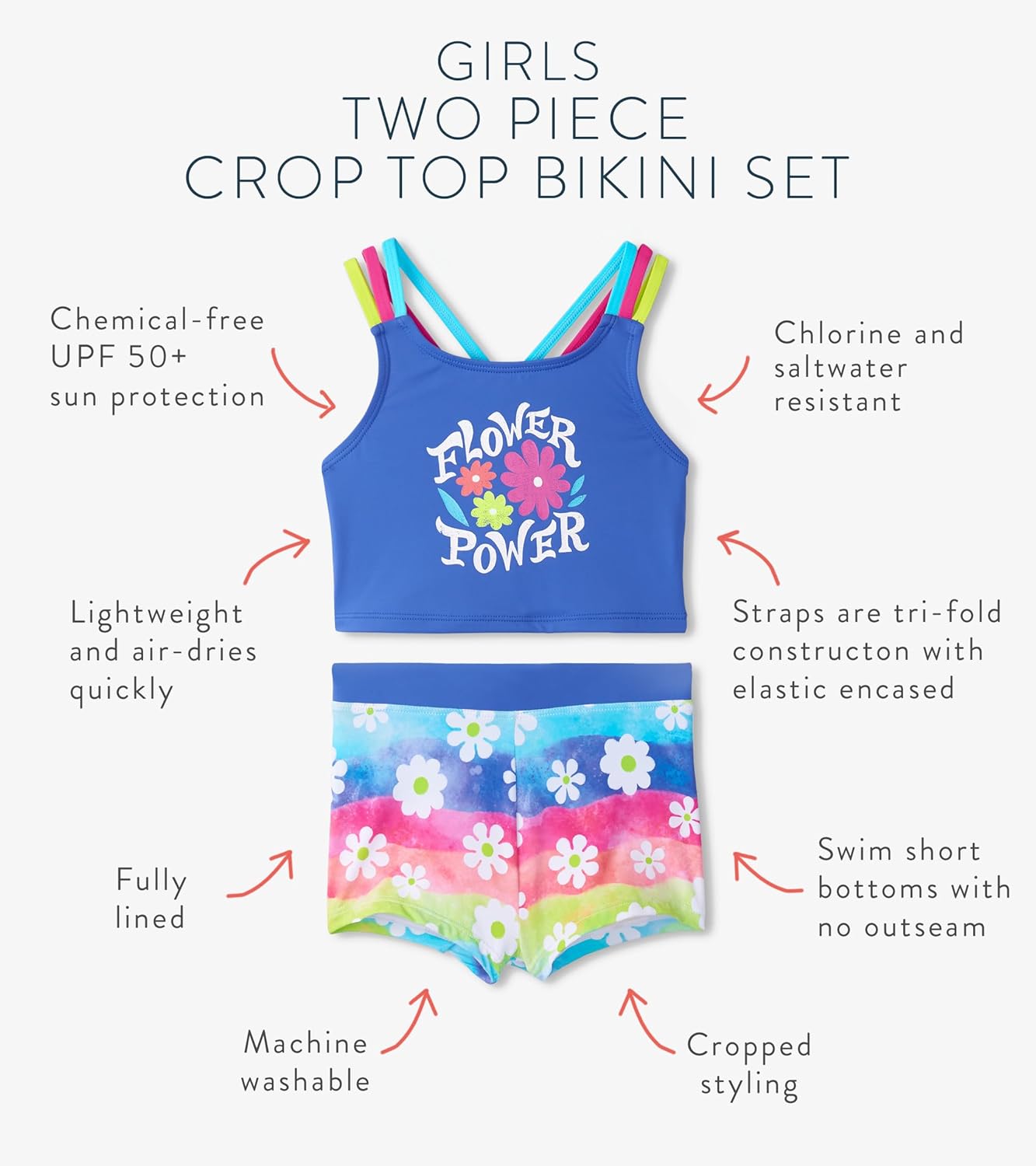Girls Two Piece Short Swimsuit