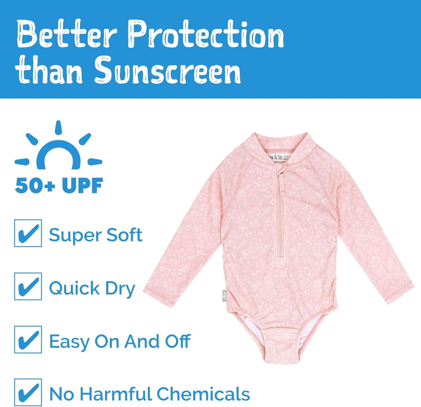 Long Sleeve 1-Pc Girls' UV Swim-Suit Rash Guard (Baby, Toddler, Kids)
