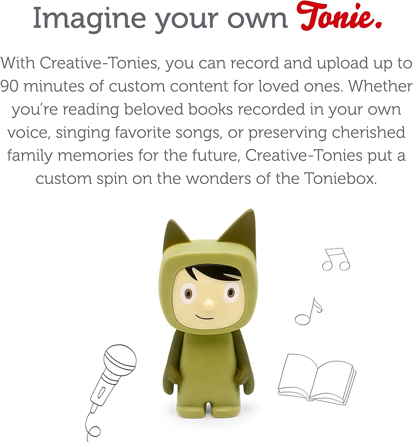 Creative Audio Character - Record and Upload up to 90 Minutes of Your Own Stories and Songs - Green/Light