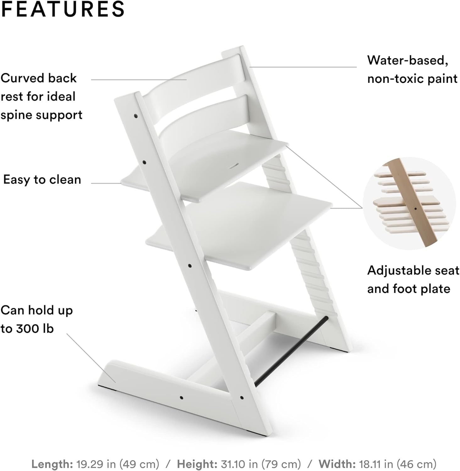 Tripp Trapp Chair from , White - Adjustable, Convertible Chair for Toddlers, Children & Adults - Convenient, Comfortable & Ergonomic - Classic Design