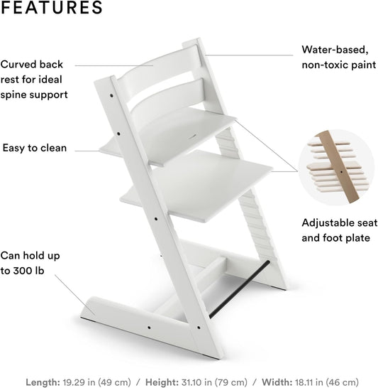 Tripp Trapp Chair from , White - Adjustable, Convertible Chair for Toddlers, Children & Adults - Convenient, Comfortable & Ergonomic - Classic Design