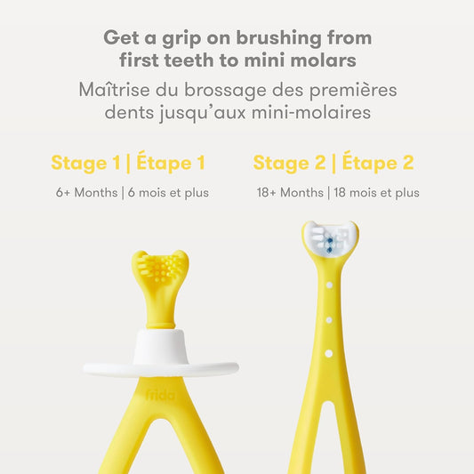 Training Toothbrush, Toothbrush Training Set, 1 Baby + 1 Toddler Toothbrush for 6-24 Months