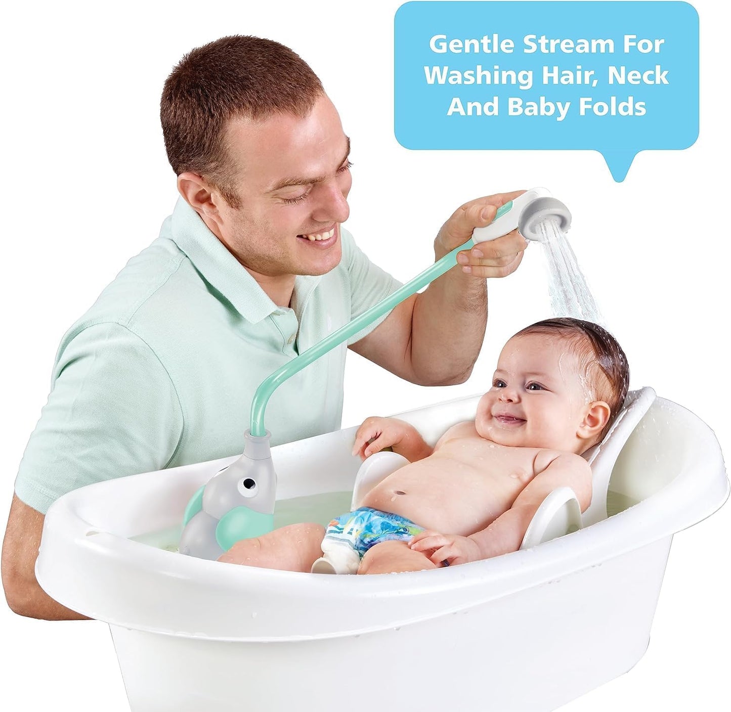 - Elephant Baby Bath Shower Head - Teal - Suitable for Newborns, Infants, and Toddlers - Can Be Used as a Bath Toy - Compact and Portable - from Birth – 40212