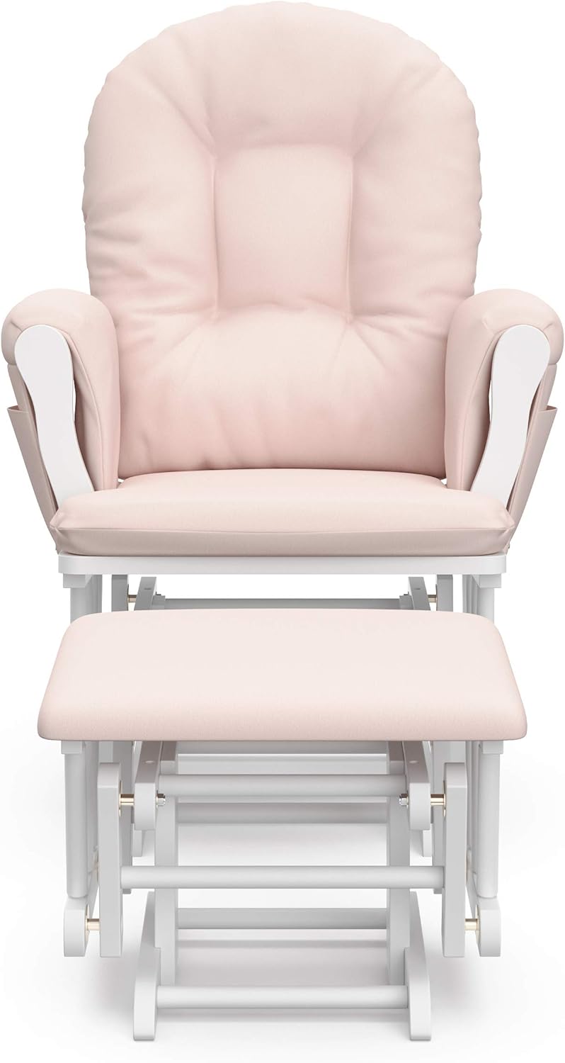 Hoop Glider and Ottoman, White/Pink