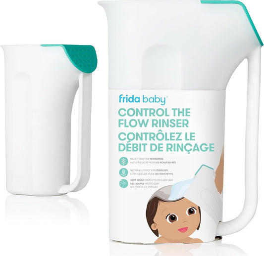 Control the Flow Bath Rinse Cup, Tear Free Rinser to Wash Hair + Body, Rinser Cup for Bath Time with Easy Grip Handle + Removable Rain Shower