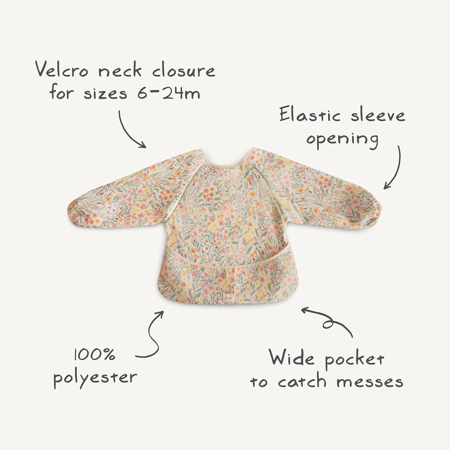 Long Sleeve Baby Bib | Mess Free & Waterproof Fabric for Toddlers | Adjustable Fit for Ages 6-24 Months