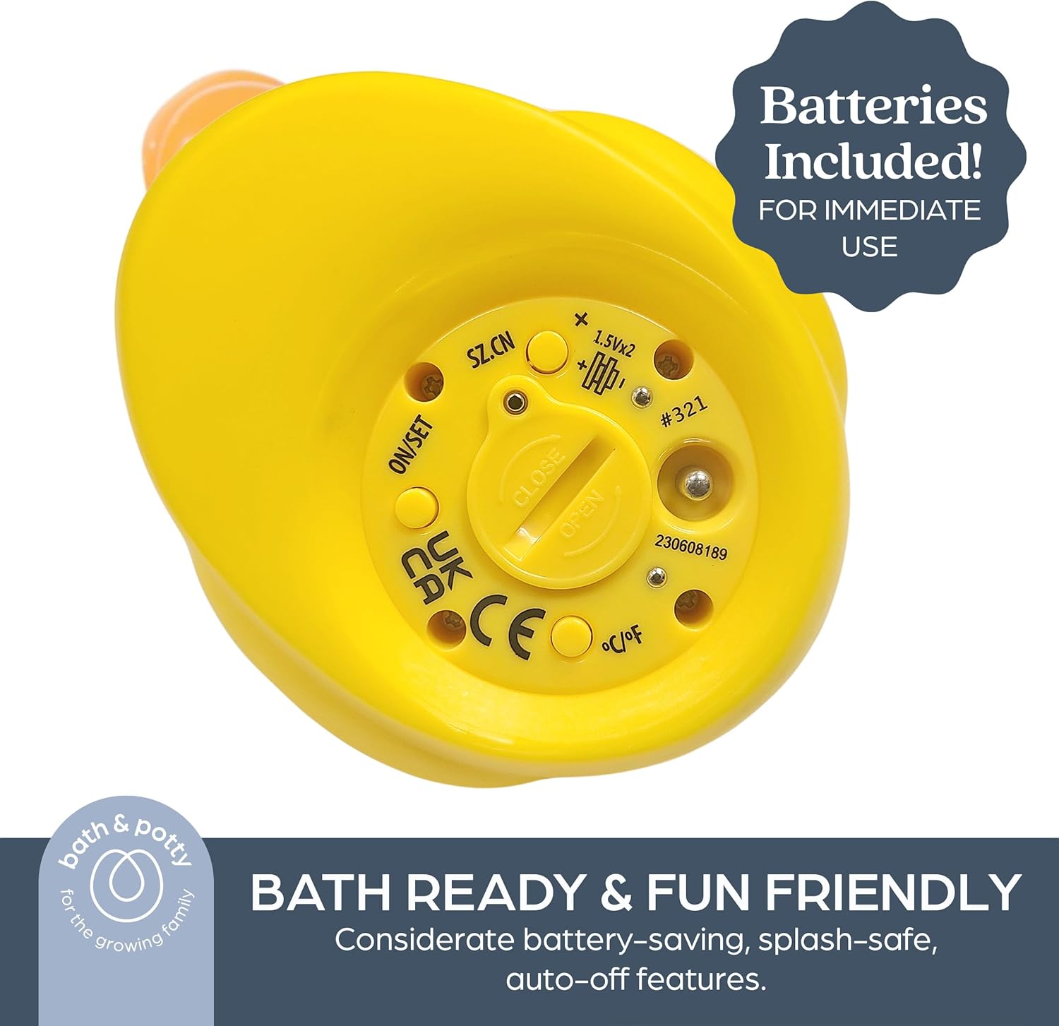 Duck Baby Bath Thermometer - Instant Read Digital Thermometer for Water and Room Temperature - Floating Baby Bath Toy - Newborn Must-Have