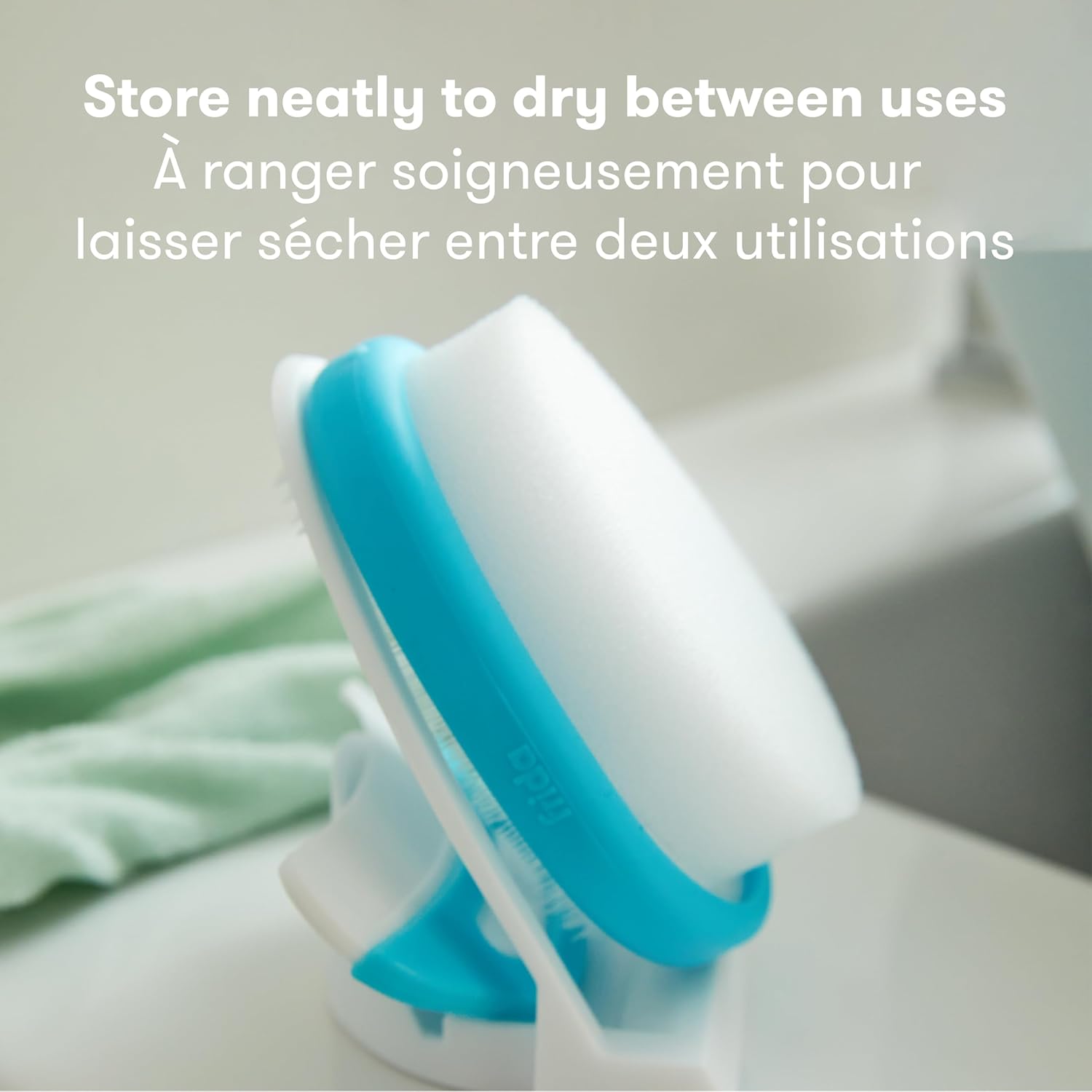 the 3-Step Cradle Cap System & Cradle Cap Treatment, Dermafrida the Flakefixer, Sponge, Brush, Comb and Storage Stand for Babies with Cradle Cap, White-Blue
