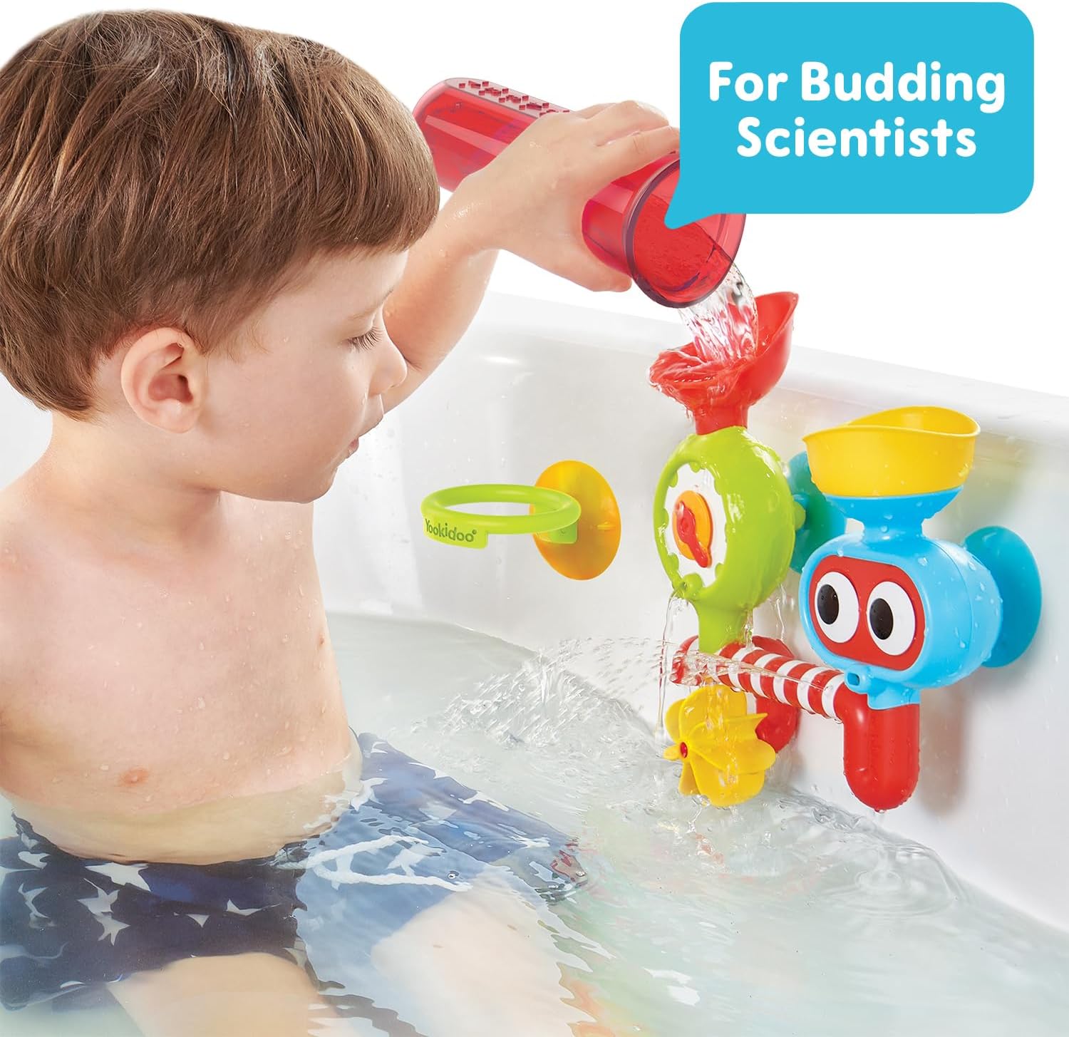 Baby Bath Toy - Spin 'N' Sprinkle Water Lab - Spinning Gear and Googly Eyes for Toddler or Baby Bath Time Sensory Development - Attaches to Any Size Tub Wall (1-3 Years)
