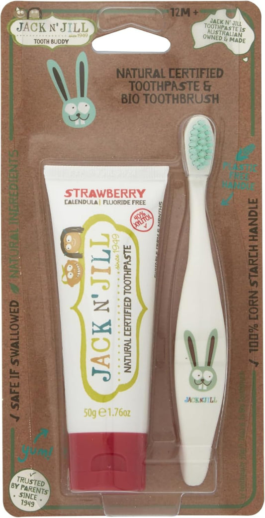 Jack N Jill Strawberry Toothpaste with Bunny Bio Brush