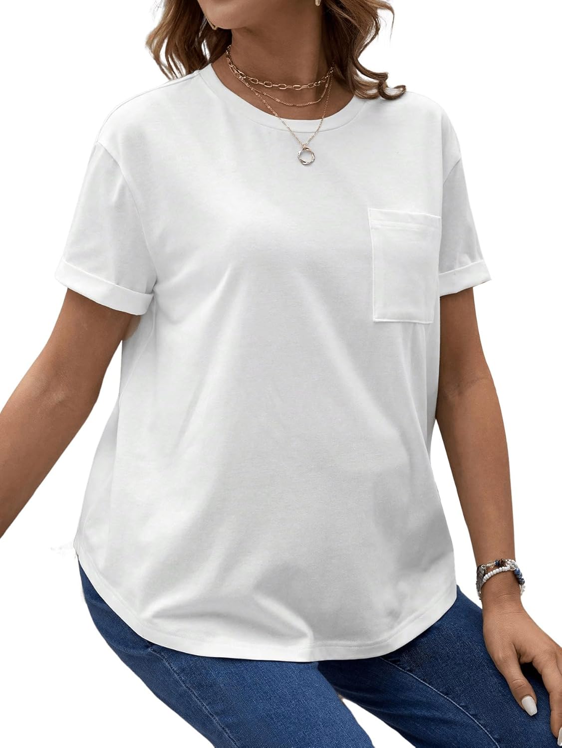 Women'S Maternity Short Sleeve Pocket Front T-Shirts Loose Summer Tee Tops Pregnancy Tees