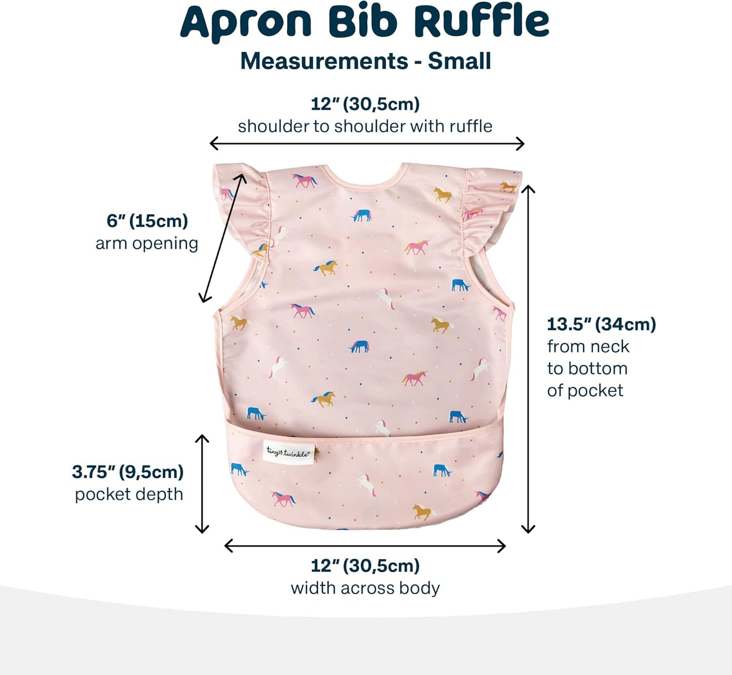 Mess Proof Baby Bib Waterproof Toddler and Baby Apron Bib Machine Washable Unicorn Confetti