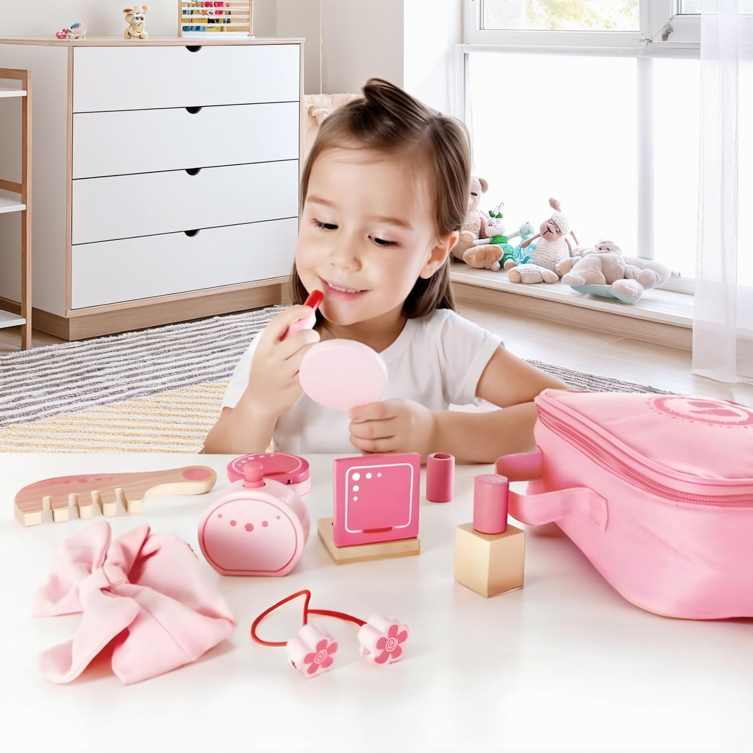 - Beauty Belongings Wooden Toy Cosmetics Set
