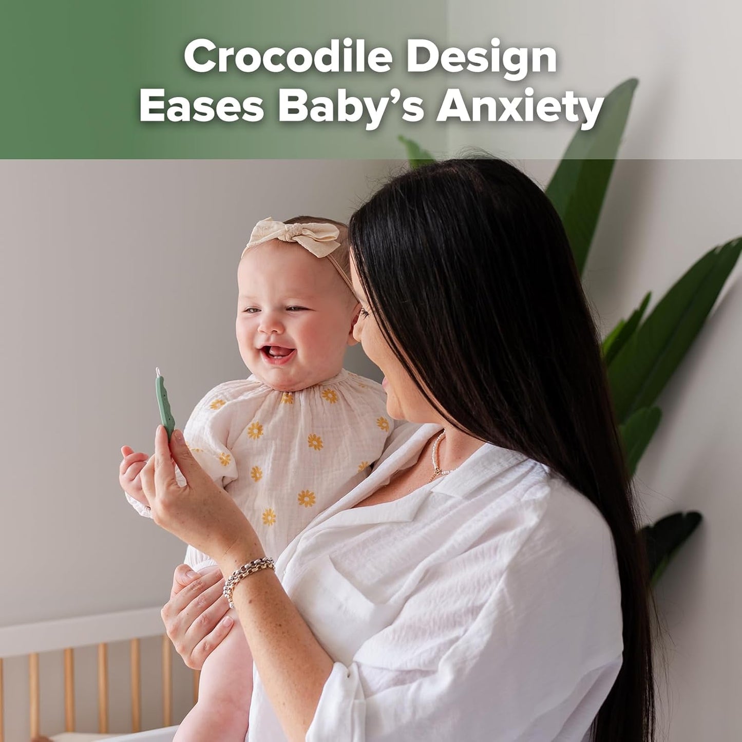 Baby Nose Cleaner & Ear Wax Removal Tool,The Unique Crocodile-Shaped Design,Baby Essentials-Pea Green