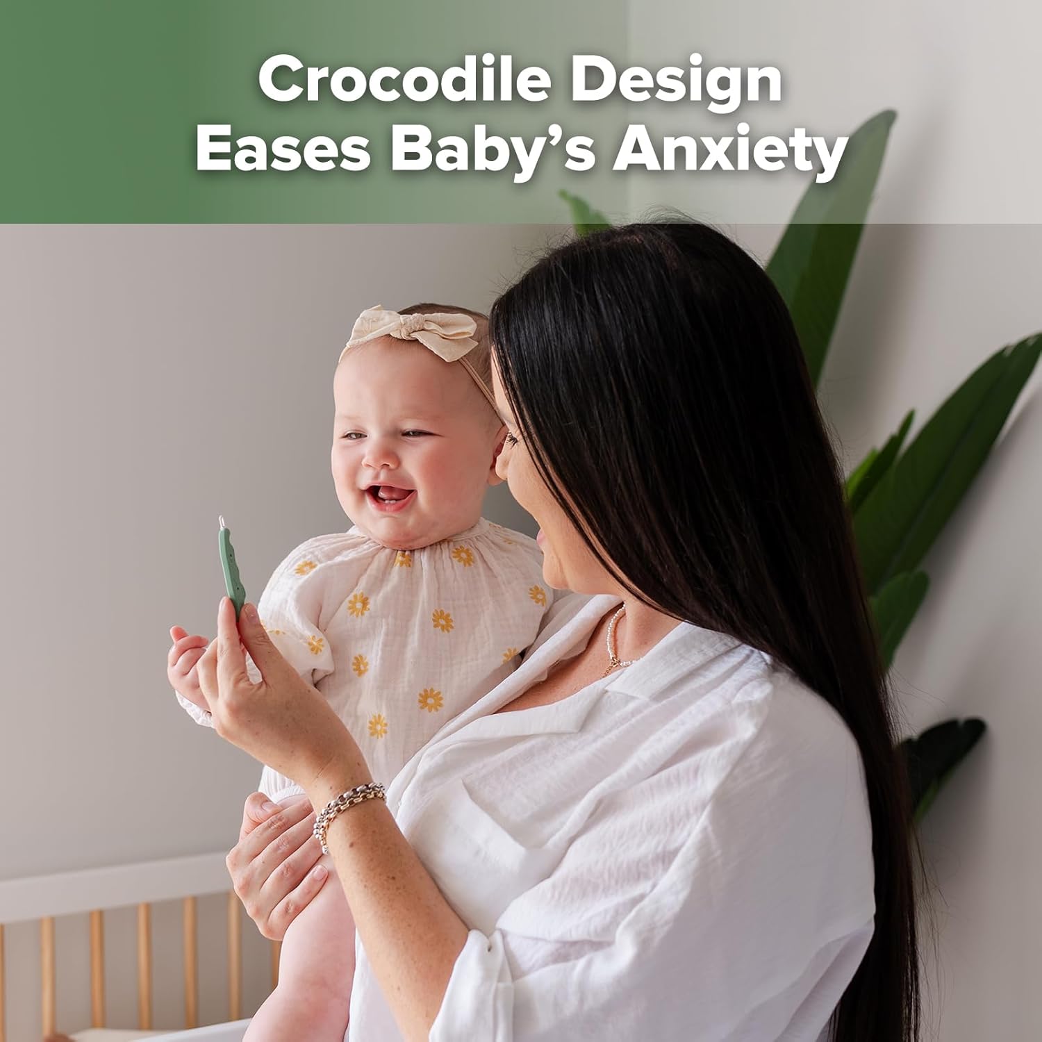 Baby Nose Cleaner & Ear Wax Removal Tool,The Unique Crocodile-Shaped Design,Baby Essentials-Pea Green