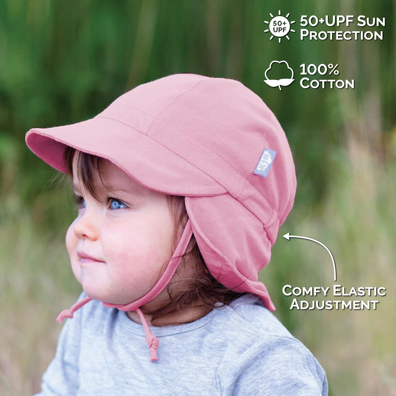 Neck Flap Sun-Hat for Baby Boys Girls, Tie with Strings