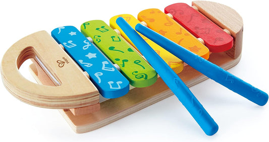 Rainbow Xylophone| Wooden Rainbow-Colored Xylophone with Non-Slip Sticks & Musical Note Motif, Musical Toy for Kids 12Months & Up, Multicolor (E0606)