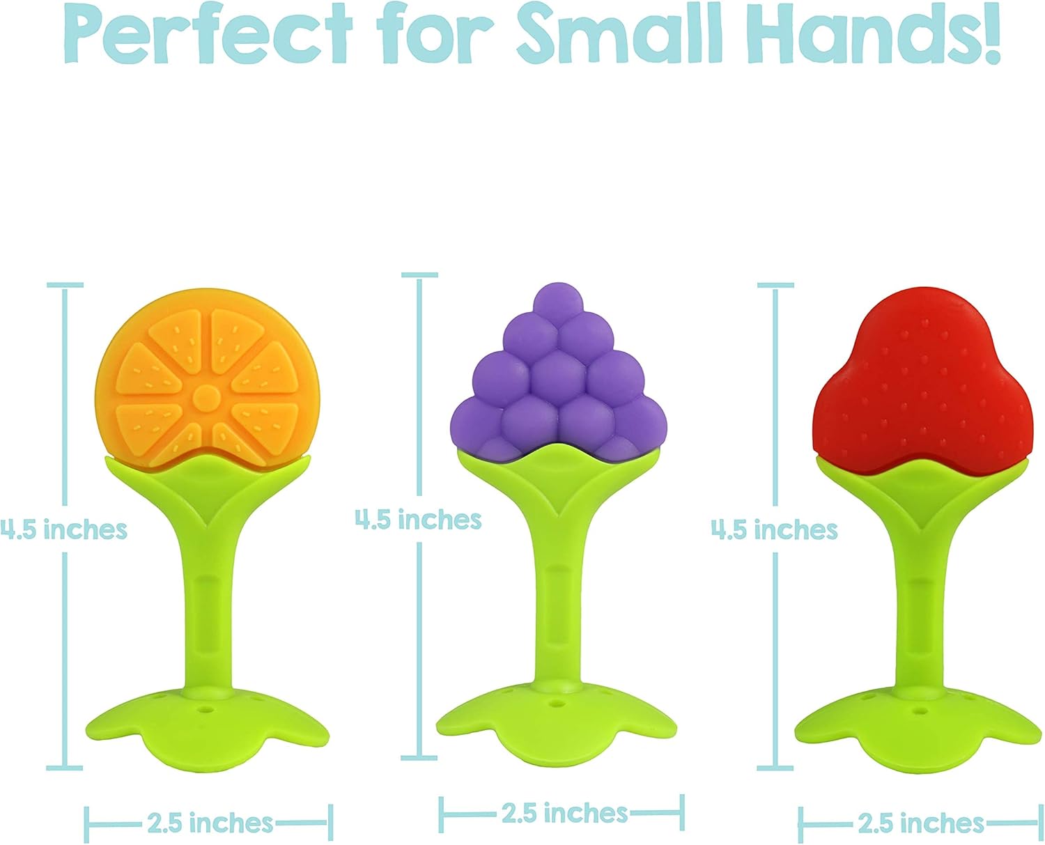 Infant & Baby Massager & Teether Toy 3-Pack, Fruit-Shaped Multi-Texture Teethers Soothe Sore Gums, Non-Toxic Bpa-Free Food-Grade Silicone, Hands-Free & Easy to Hold, Safe to Freeze, 3M+
