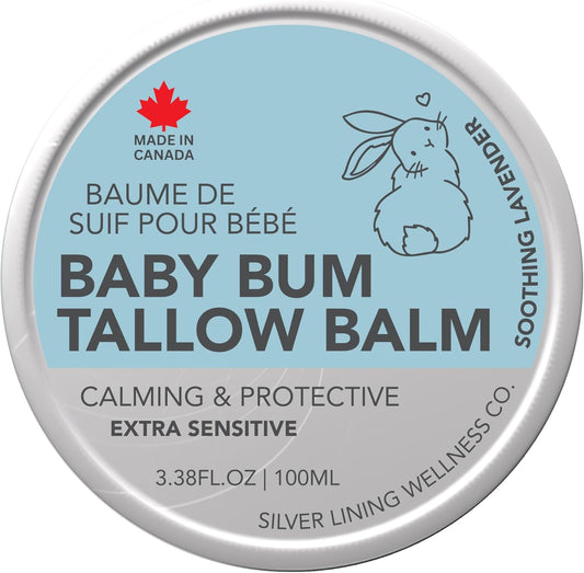 Whipped Beef Tallow Face Cream, Baby Body & Face Moisturizer, Grass Fed Beef Tallow Skincare with Zinc Oxide, Phthalates & Parabens Free, Suif De Boeuf Made in Canada, 3.38Floz, Soothing Lavender