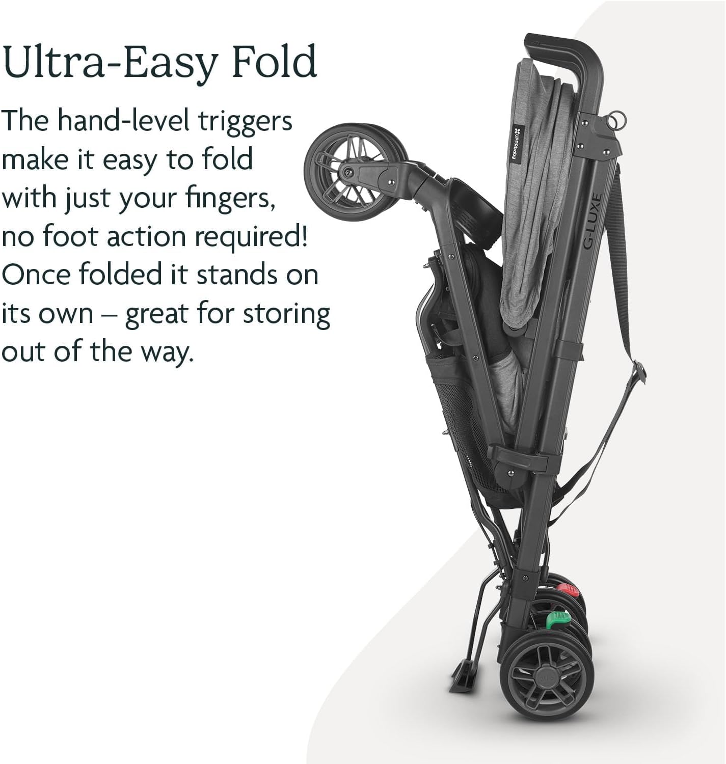 G-Luxe Umbrella Stroller/Lightweight Design for Easy Travel/One-Step Fold + Recline/Xl Basket + Canopy/Cup Holder Included/Greyson (Charcoal Mélange/Carbon Frame)